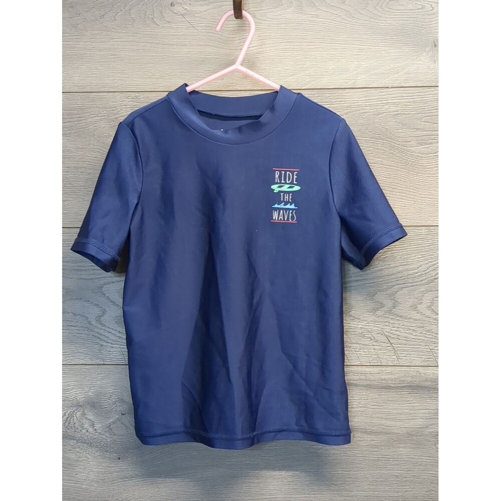 Boys Cat And Jack Short Sleeve Swim Top Size 8, Blue